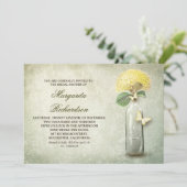 ワインボトルと黄色の花のブライダルシャワー招待状 招待状 (スタンド正面)