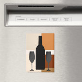 ワインボトルと2つのウィングラス マグネット (インサイチュ (食洗機))