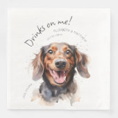 ワインボトルに乾杯 ダックスフンド 水彩画 おもしろ 犬 ペット (正面)