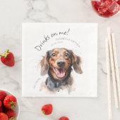 ワインボトルに乾杯 ダックスフンド 水彩画 おもしろ 犬 ペット (インサイチュ)