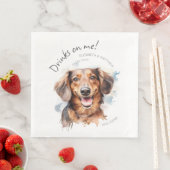 ワインボトルに乾杯 ダックスフンド 水彩画 おもしろ 犬 ペット (インサイチュ)