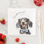 ワインボトルに乾杯 ダックスフンド 水彩画 おもしろ 犬 ペット (インサイチュ)