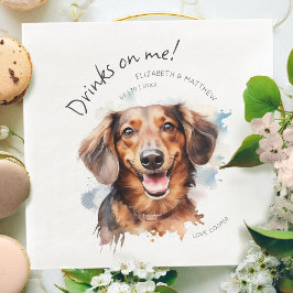 ワインボトルに乾杯 ダックスフンド 水彩画 おもしろ 犬 ペット