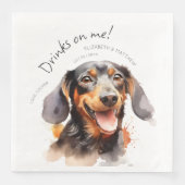 ワインボトルに乾杯 ダックスフンド 水彩画 おもしろ 犬 ペット (正面)