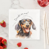 ワインボトルに乾杯 ダックスフンド 水彩画 おもしろ 犬 ペット (インサイチュ)