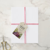 ワインボトルに貼る、古風なぶどうの瓶詰ラベル。赤いぶどうのラベルです。 ギフトタグ (より糸付き)