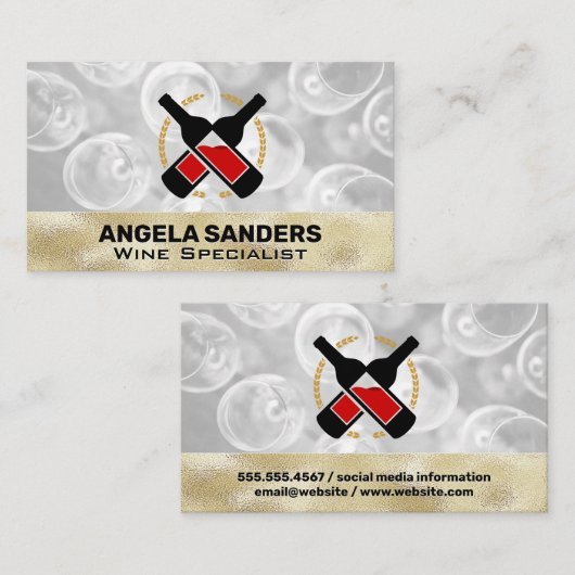 ワインボトルのロゴ 名刺 (正面/裏面)