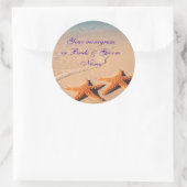 ワインボトルまたはビールラベルスターフィッシュビーチ結婚式 ラウンドシール (バッグ)