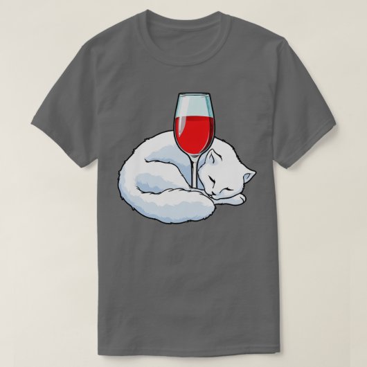 ワインボトルを持つ猫 2 Tシャツ (デザイン正面)