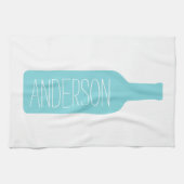 ワインボトルイラスト - 現代的な白い名前 キッチンタオル (横)