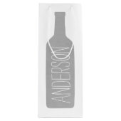 ワインボトルイラスト - 現代的な白い名前 ワインギフトバッグ (正面)