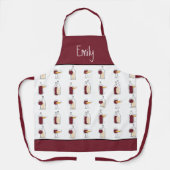 ワインボトルガラスパターン名ブルガンディーホワイト エプロン (正面)