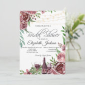 ワインボトルガラスブルゴーニュバラブライダルシャワー 招待状 (スタンド正面)