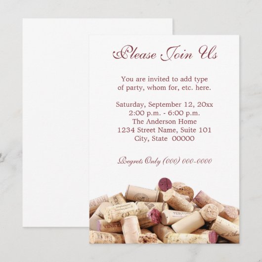 ワインボトルキャップの招待状 招待状 (正面/裏面)