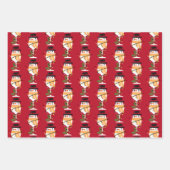 ワインボトルクリスマスサンタトインデア雪だるま ラッピングペーパーシート (正面3)