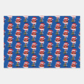 ワインボトルクリスマスサンタトインデア雪だるま ラッピングペーパーシート (正面2)