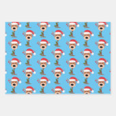 ワインボトルクリスマスサンタトインデア雪だるま ラッピングペーパーシート (正面)