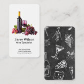 ワインボトルグラスとブドウ 名刺 (正面/裏面)