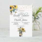 ワインボトルグラスサンフラワーズライトブライダルシャワー 招待状 (スタンド正面)