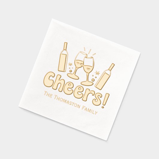 *ワインボトルグラス応援ファミリー/会社名 箔ナプキン (左)