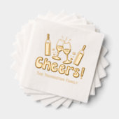 *ワインボトルグラス応援ファミリー/会社名 箔ナプキン (インサイチュ (積み重ね))