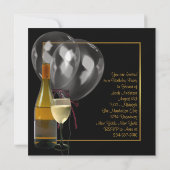 ワインボトルグラス金ゴールドブラックマンバースデーパーティー 招待状 (裏面)