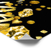 ワインボトルグラス金ゴールドブラック誕生日パーティバナー ポスター (角)