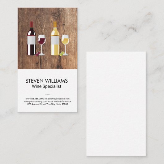 ワインボトルグラス |ウッドの名刺 名刺 (正面/裏面)