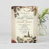 ワインボトルグラス、ボホフラワーズブライダルシャワー 招待状 (スタンド正面)