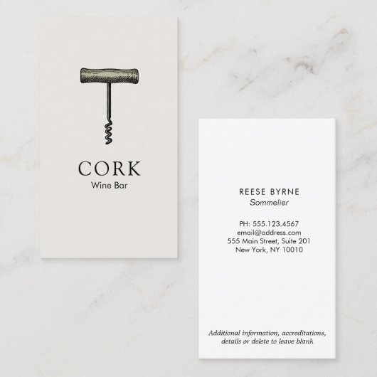 ワインボトルコルクスクリュ 名刺 (正面/裏面)