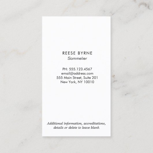 ワインボトルコルクスクリュ 名刺 (裏面)