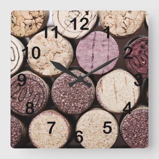 ワインボトルコルク スクエア壁時計 (正面)
