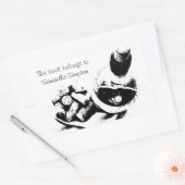 ワインボトルコークススケッチカスタム蔵書票 長方形シール (封筒)