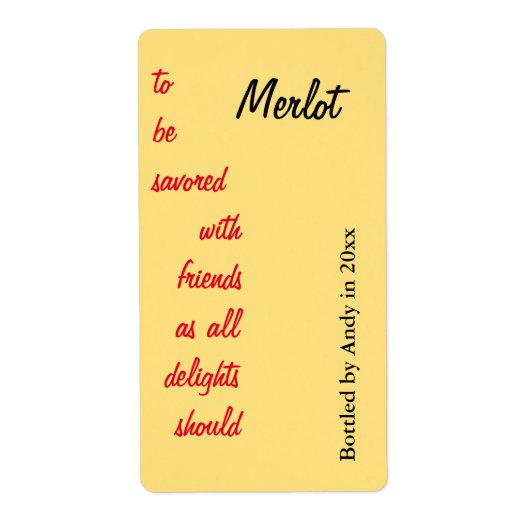 ワインボトルスクリプトワインボトルラベル ラベル (正面)