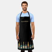 ワインボトルパーソナライズ黒エプロン エプロン (着用した状態)