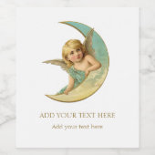 ワインボトルビクトリアンラベル：天使と月 ワインラベル (シングルラベル)