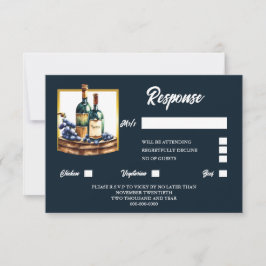 ワインボトルブドウ水彩ワイナリーブドウ畑 出欠カード