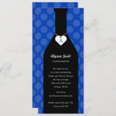 ワインボトルブライダルシャワー招待状 – コバルトブルー 招待状 (正面/裏面)