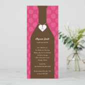 ワインボトルブライダルシャワー招待状-ピンク 招待状 (スタンド正面)