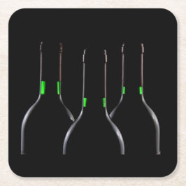 ワインボトルブラックスクエア紙コースター スクエアペーパーコースター