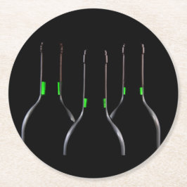 ワインボトルブラックラウンド紙コースター ラウンドペーパーコースター