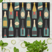 ワインボトルブラック キッチンタオル (折り畳み)