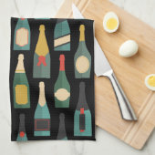 ワインボトルブラック キッチンタオル (四つ折り)