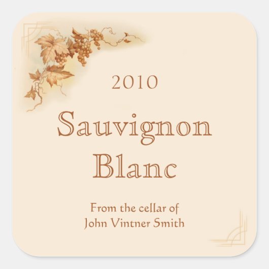 ワインボトルラベルのシール スクエアシール (正面)