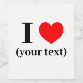 ワインボトルラベルカスタム- Iハート（テキスト） ワインラベル (シングルラベル)