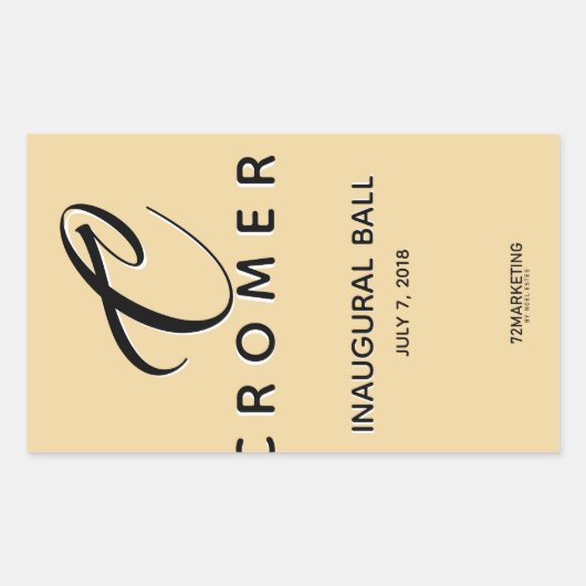 ワインボトルラベルシャンパン創始ボールシール 長方形シール (正面)