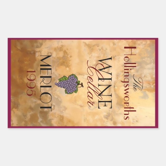 ワインボトルラベルパーソナライズされた 長方形シール (正面)