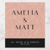 ワインボトルラベルフェイクとバラ金ゴールドグリッター ワインラベル (シングルラベル)