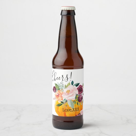 ワインボトルラベル秋パーティー、カボチャ、秋 ビールラベル (正面)