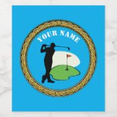 ワインボトルラベル – 名前の追加 – ゴルファー ワインラベル (シングルラベル)